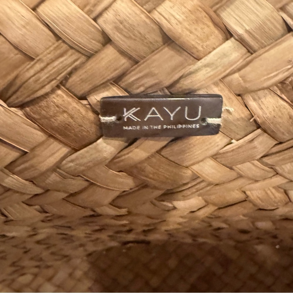 Kayu St. Tropez tote large blue handles and tassel straw basket bag - Picture 7 of 9